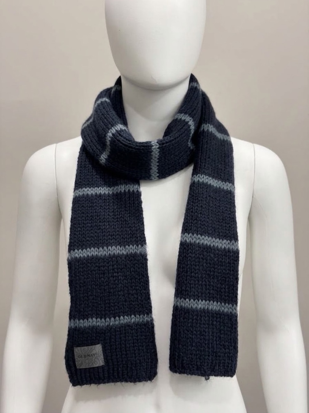 Old Navy Navy Blue Striped Knit Scarf One Size